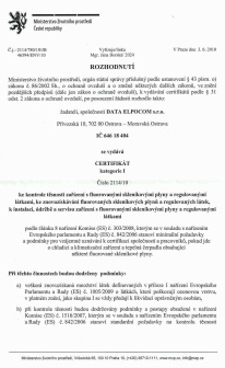 Certifikát MŽP